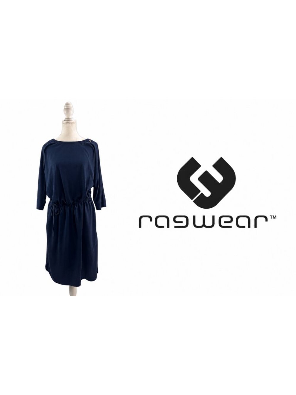 RAGWEAR Navy Blue Drawstring Waist Midi Dress Women's XL